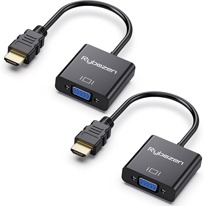 DigitConvert HDMI to VGA Adapter 2 Pack, Gold-Plated HDMI to VGA Converter (Male to Female), Compatible for Computer, Laptop, PC, Monitor, Projector, HDTV, Chromebook, Raspberry Pi, Roku, Xbox and More - Image 1